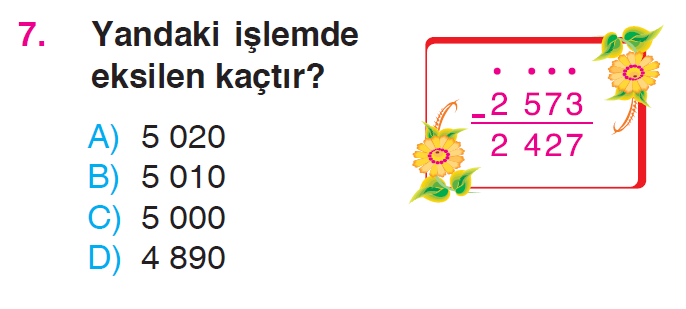Doğal Sayılarla Çıkarma İşlemi Testi