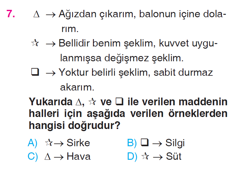 Maddeyi Tanıyalım - 1 Testi