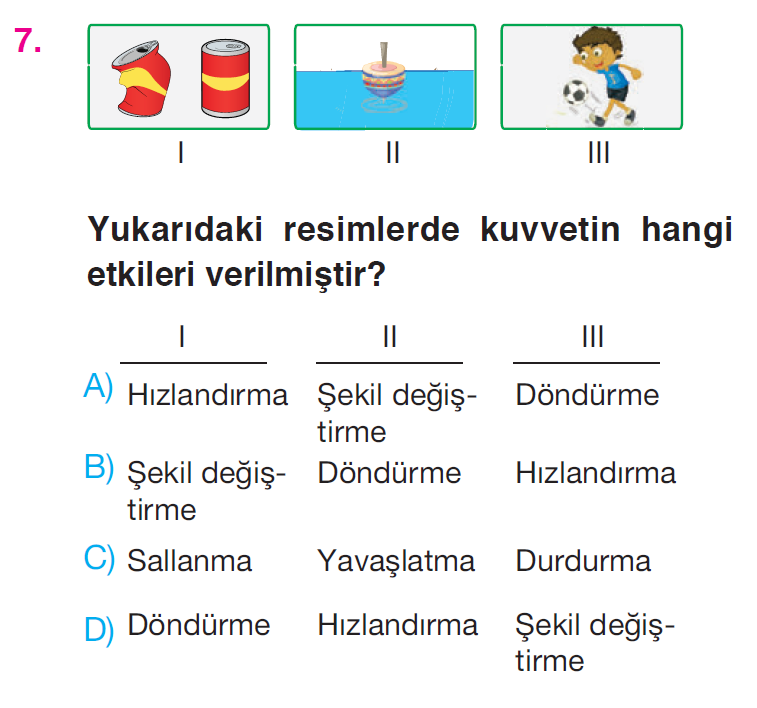 Kuvvetin Etkileri - Fiziksel Olaylar - 2 Testi