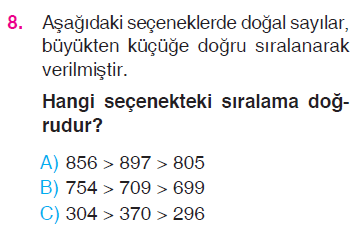 En Yakın Onluğa Yuvarlama - Doğal Sayıları Sıralama Testi