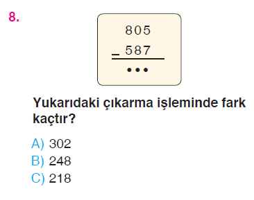 Doğal Sayılarla Çıkarma İşlemi Testi