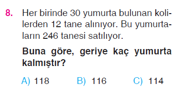 Doğal Sayılarla Çarpma İşlemi Problemleri Testi