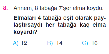 Doğal Sayılarla Bölme İşlemi Problemleri Testi