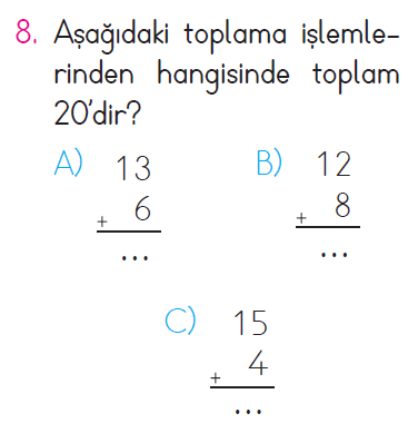 Doğal Sayılarda Toplama İşlemi - 2 Testi