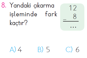 Doğal Sayılarda Çıkarma İşlemi Testi