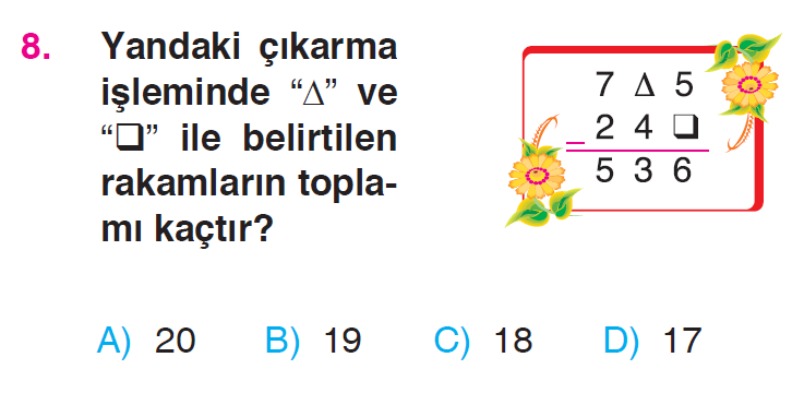 Doğal Sayılarla Çıkarma İşlemi Testi