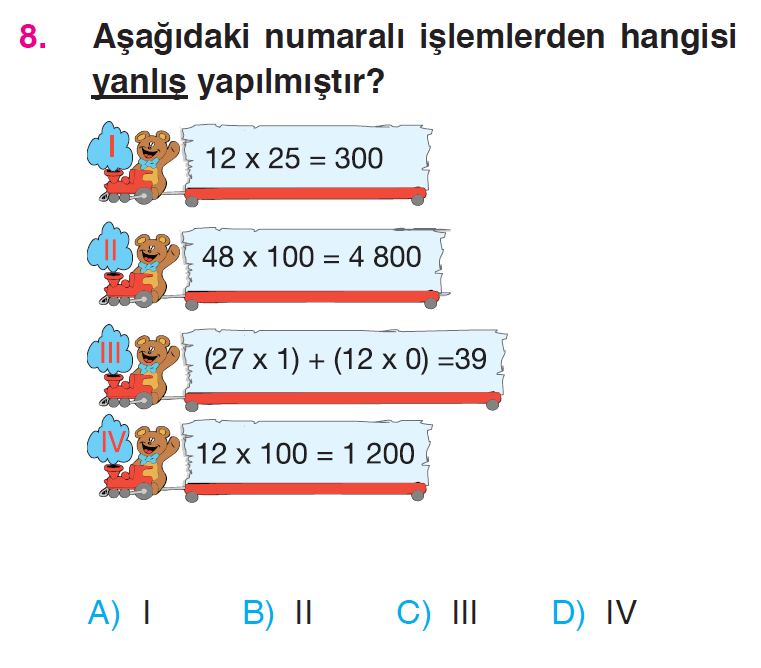 Doğal Sayılarla Çarpma İşlemi Testi