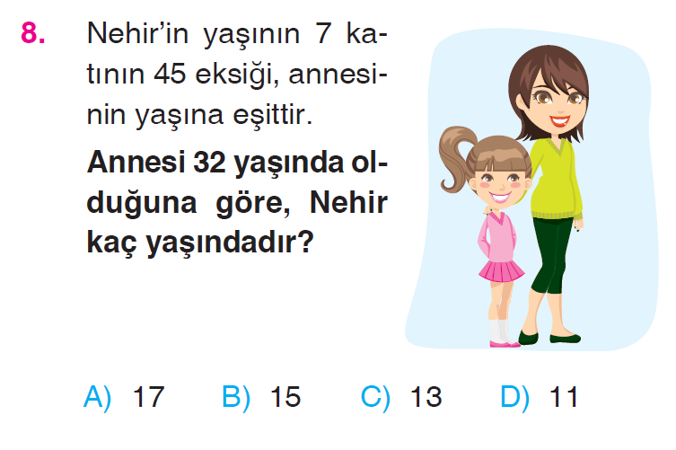 Doğal Sayılarla Bölme İşlemi Problemleri Testi