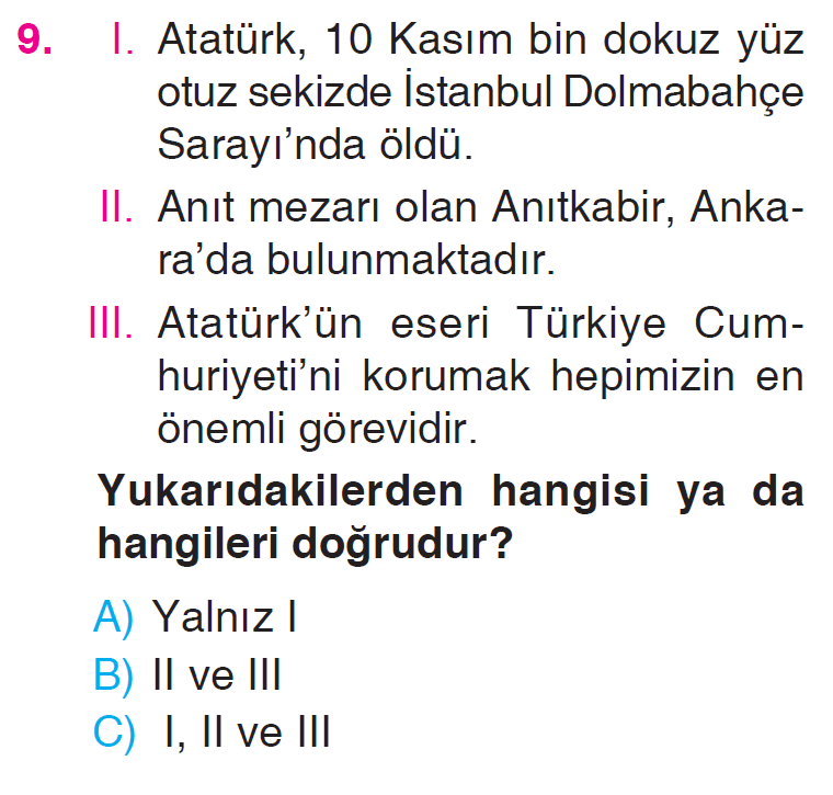 Atatürk'ün Hayatı Testi