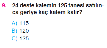 Doğal Sayılarla Çarpma İşlemi Problemleri Testi