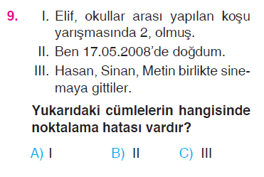Noktalama İşaretleri (Nokta ve Virgül) Testi