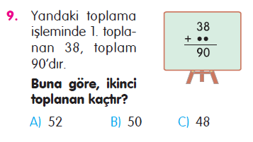 Doğal Sayılarla Toplama İşlemi Problemleri Testi