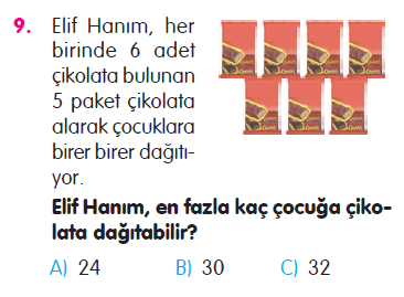 Doğal Sayılarla Çarpma İşlemi Problemleri Testi