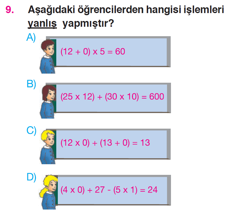Doğal Sayılarla Çarpma İşlemi Testi