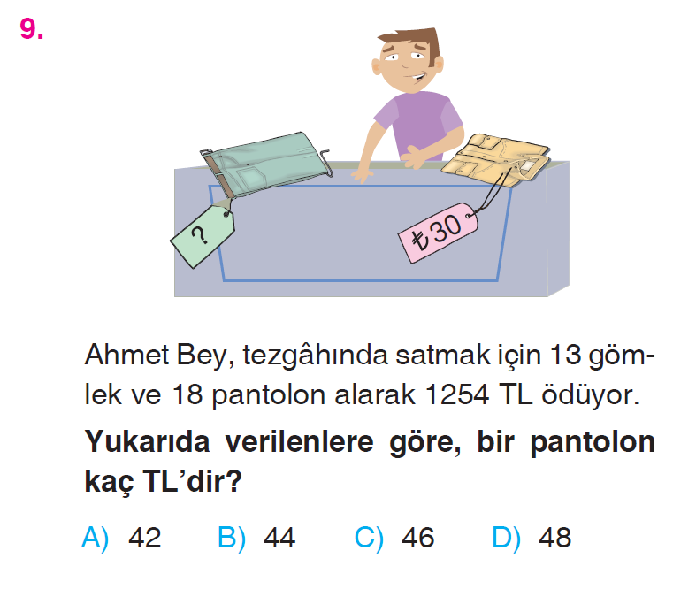 Doğal Sayılarla Bölme İşlemi Problemleri Testi