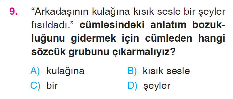 Cümlede Anlam - 1 Testi